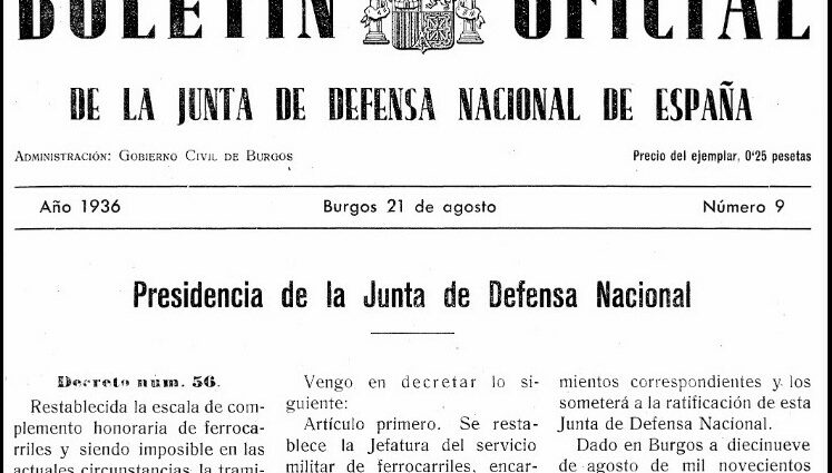 Boletín Oficial de la Junta de Defensa Nacional, 21/8/1936.