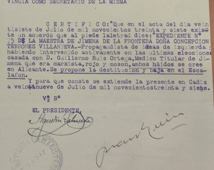 Propuesta de destitución y baja en el escalafón, 29/7/1937 (AGA).