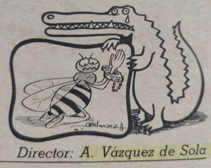 Mencheta de portada con el nombre de Vázquez de Sola como director de El Cocodrilo.