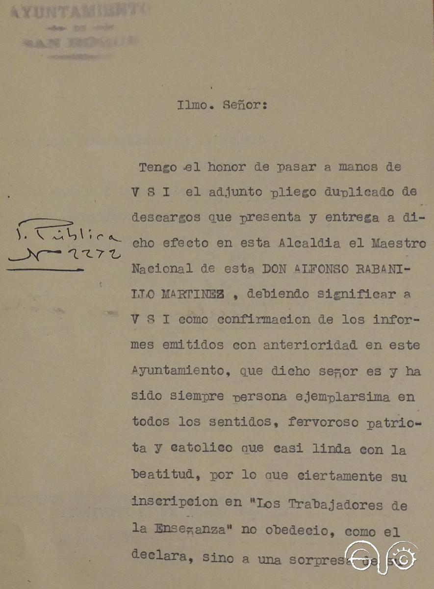 Testimonio del alcalde Antonio de Sola.