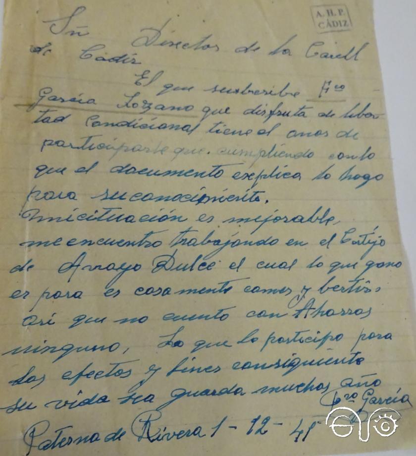 Carta manuscrita, 1941 (AHPC).